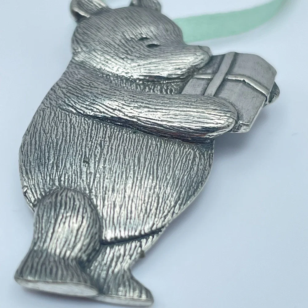 Vintage 90s Disney Danforth Pewter Win Bear Pendant‎ Silver Tone Jewelry